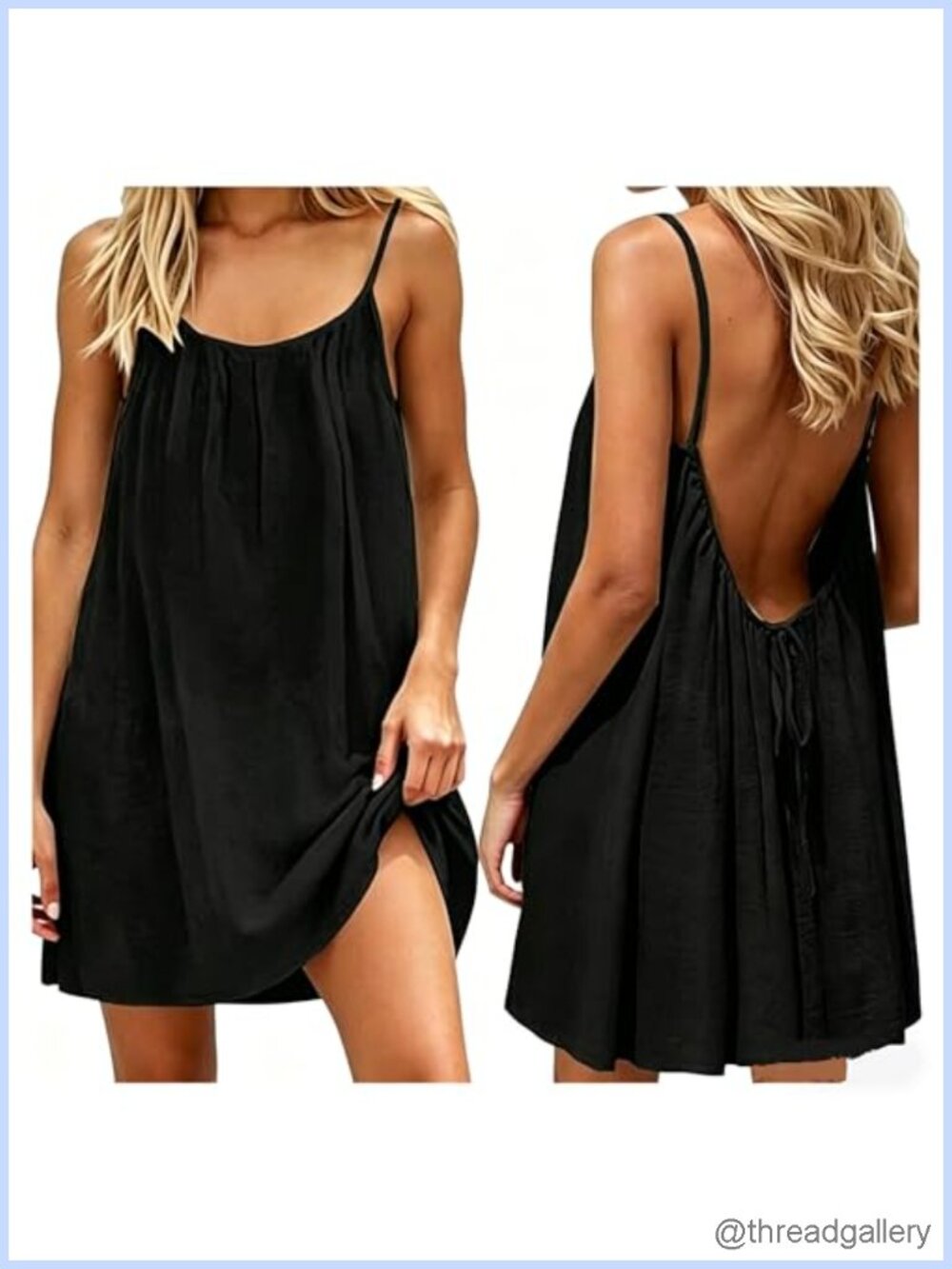 Backless Cami Mini Dress Sleeveless Lounge House Dress Above Knee